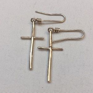 Silver cross earrings